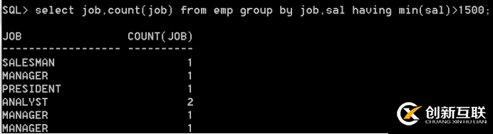 oracle的分組查詢方法