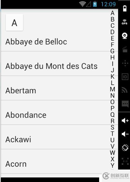 ListView的側邊字母滑動索引怎么實現