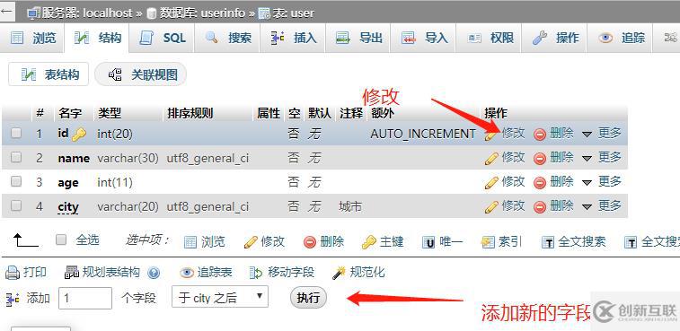 phpmyadmin如何修改數(shù)據(jù)表