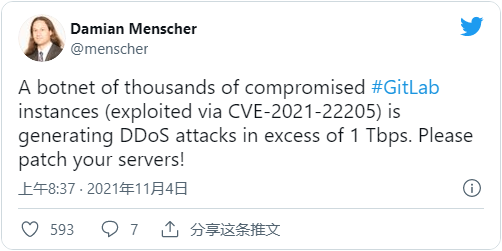 GitLab服務器漏洞被濫用于發起超過1Tbps的DDoS攻擊