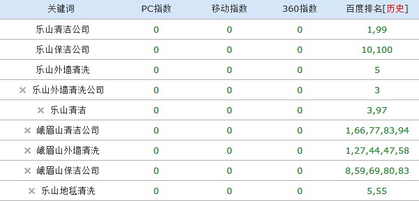 樂山保潔公司關(guān)鍵詞排名